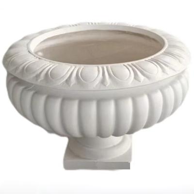 China European Outdoor European White Circular Garden Planting Potted Stone Flower Flower Apparatus for sale