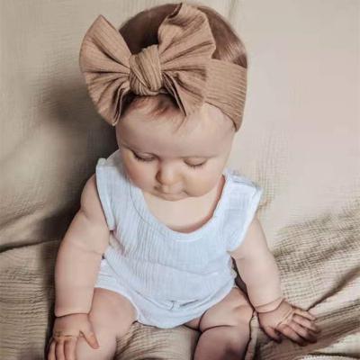 China Infant Kids Hair Bands Baby Nylon Headband Toddler Bow Accessories For Kids Ramie Cotton Hair Band for sale