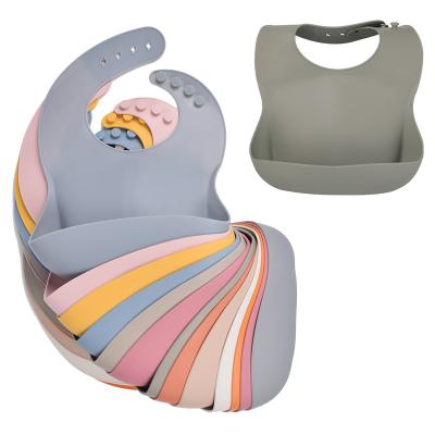 China Wholesale BPA Free Organic Kids Feeding Eating Waterproof Silicone Customized Adjustable Baby Bib for sale