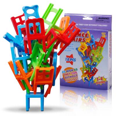 China Develop Kids Educational Cheap Plastic Stacking Balance Intelligence Kids Educational Balance Chairs Toy Kids Desk Play Game Stacking Chairs Toys for sale