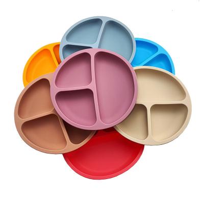 China New Arrival Plain Anti Slip Suction Baby Cleavage Silicone Toddler Silicone Toddler Free Kids Food Feeding Dinner Dish Dish Eco-Friendly for sale