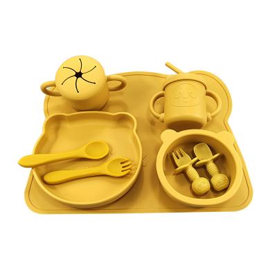 China Amazon Best Seller Plain Safety BPA Free Kids Food Silicone Baby Dish Food Grade Silicone Soft Food Dish Dish Set for sale