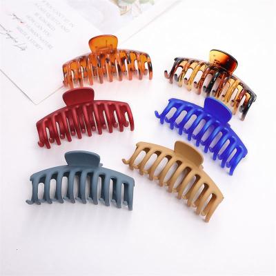 China European and American Style Korean Big Frosted Hair Clips Plastic Claw Clips Non-slip Hair Clamp Hair Claw Clips Women Matte Hairgrips for sale