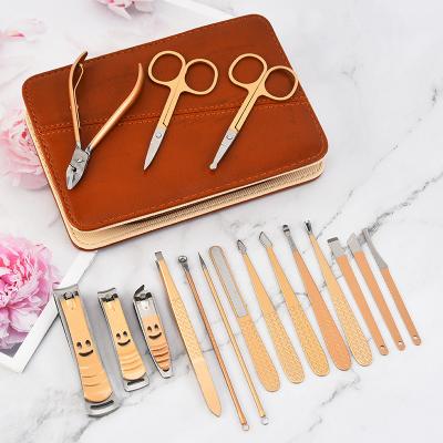 China Multifunctional 17 PCS Stainless Steel Nail Clippers Set Eco-friendly Portable Cosmetology Manicure for sale