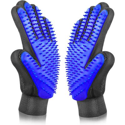 China Durable Pet Grooming Gloves Massage Bath Brush Silicone Mesh Adjustable Wrist Dog Cleaning Glove Breathable for sale