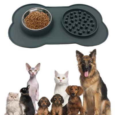 China Eco-friendly Non-automatic Fun Dog Slow Feeder Dog Bowl Non-Toxic Bowl With NO-Slip Silicone Mat Stainless Steel Bowl For Pampers for sale