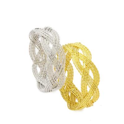 China Viable IN THE RUNNING Woven Shiny Plated Napkin Ring For Table Decor Top Quality Gold Iron Hardware Round Shape Yarn for sale