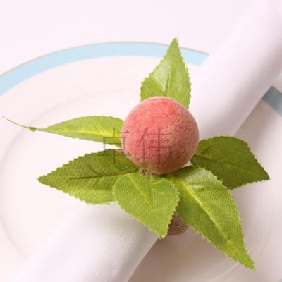 China Sustainable Artificial Fruit Peach Napkin Rings For Spring, Wedding, Outdoor Party for sale