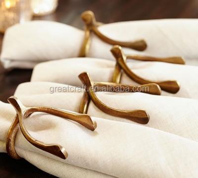 China Viable Wishbone Metal Gold Napkin Rings For Table Decoration, Wedding, Dinner, Banquet for sale