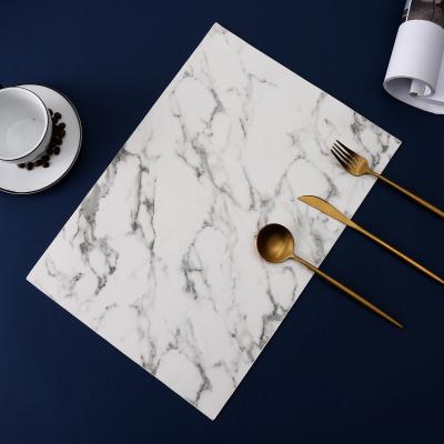 China Viable IN STOCK Stylish Marble Leather Place Mat Waterproof and Oilproof Insulation Customizable LOGO for sale