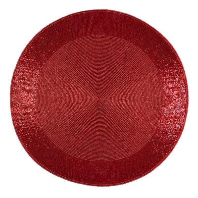 China Sustainable Handmade Pearl Red Gold Silver Luxurious Set Mat For Table Decoration Non Slip Mat for sale