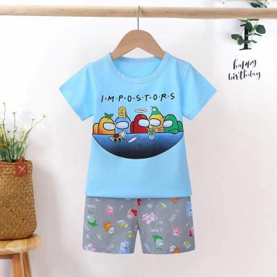 China Treatment Soft Absorbent Breathable Child Sweat Short Sleeve Outfits T-shirts Cotton T-shirts And Shorts Two Pieces Clothing Set for sale