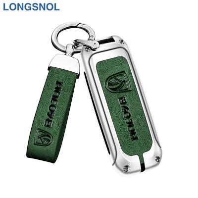 China High Quallity LONGSNOL Leather Car Keys Bag Cover Keychain Car Key Case For BAOJUN Car Key Accessories for sale