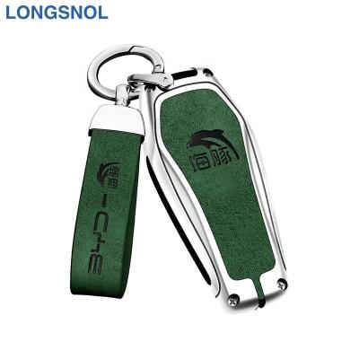 China High Quallity LONGSNOL Leather Car Keys Bag Cover Keychain Car Key Case For BYD EA1 Car Key Accessories for sale