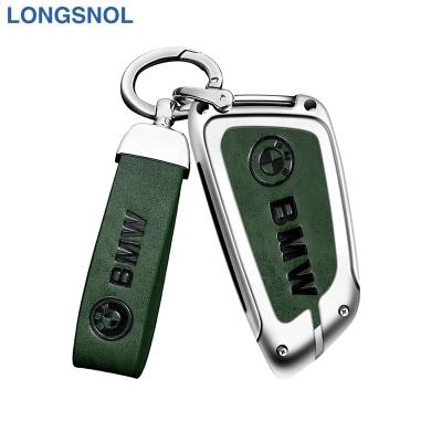 China High Quallity LONGSNOL Leather Car Keychain Keys Bag Cover Car Key Case For BMW Car Remote Key Accessories for sale