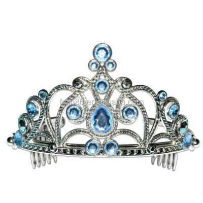 China party decorations blue princess crown and tiaras for fancy ball princess crown for girls (L)13.5*(W)12.8*(H)0.9cm(unfold):36.2cm for sale