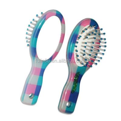 China Korea Tobao Baby Colorful Mini Oval Magic Palette Hairbrush And Mirror Set Brush for sale