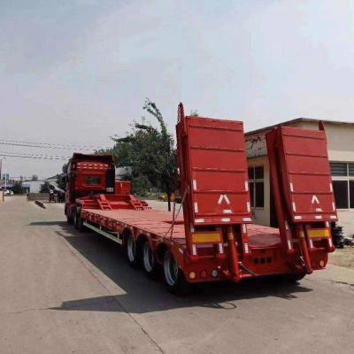 China Truck Trailer 3 Axles 40t 50t Gooseneck Low Bed Semi Trailer Truck Trailer for sale