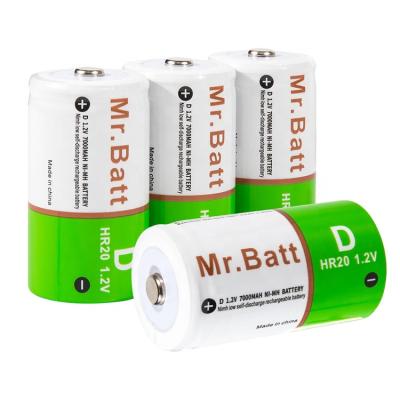 China 60% Precharged Power Cheap Price 4 Pcs D Class NI-MH Nickel Metal Hydride Batteries Cell 1.2V 7000mAh NIMH Rechargeable Battery for sale