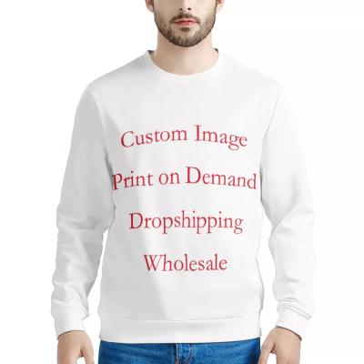 China High Quality Anti Shrink Gym Hoodies Oversized Sweatshirt For Men White Long Sleeve Crewneck Sweatshirt Loose Custom Pullover Sweater Unisex for sale