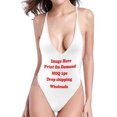 China Custom Women's Sexy One-Piece Deep V Swimsuit Summer Tankinis Backless Swimwear Print Bikini Print Size Custom Made Plus Woman for sale