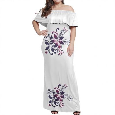 China Breathable Party Body Rogue Dresses White Hawaiian Women's Dresses Samoa Tapa Floral Print Custom Oversized 7XL Polynesian Tribal Clothing for sale