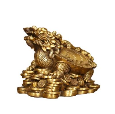 China China Chinese Traditional Fengshui Dragon Tortoise Ornament Handwork Brass Dragon Tortoise Ornament for sale