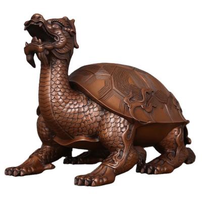 China China Chinese Traditional Fengshui Dragon Tortoise Ornament Handwork Brass Red Copper Ornament for sale