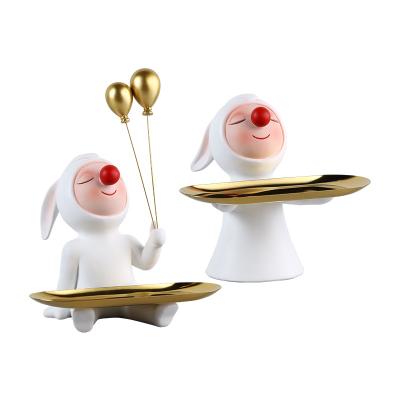 China China Cute Red Nose Rabbit Doll Creative Tray Key Snack Storage Creative Craft Decoration Ornaments for sale