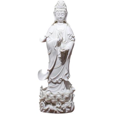 China China Porcelain White Lotus Avalokitesvara Bodhisattva Ceramic Buddha Position Ornament Baoping Avalokitesvara Home Furnishings for sale