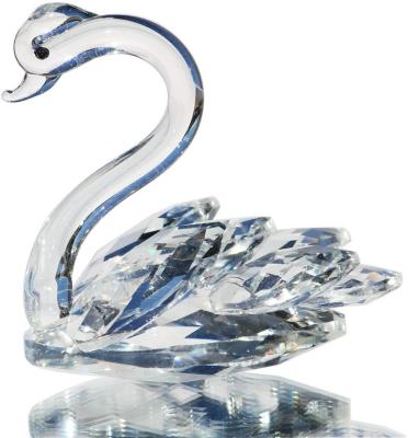 China Custom Crystal Swan Figurine Paperweight Glass China Resin Statue Table Centerpiece Ornament for sale