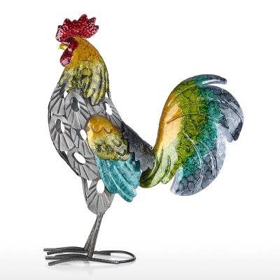 China Europe UME Home Decor Ornaments Metal Decoration Crafts Gifts Iron Hollowed Color Rooster Iron Crafts for sale