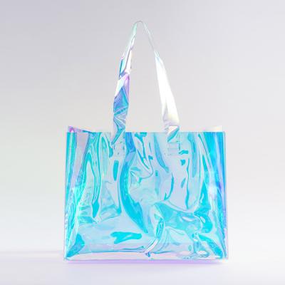 China Fashion ; Who respects the environment; Retail Custom PVC Waterproof Tote Bag, Logo Printing Custom Transparent Beach Clear Shopping Bag for sale