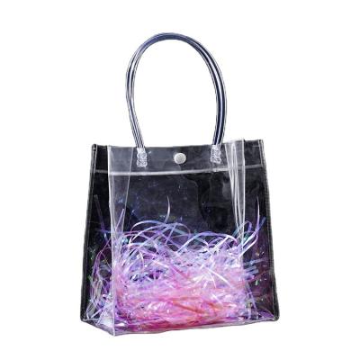 China Fashoion PVC Tote Bags Transparent Bag Plastic Beach With Clear Zipper Tote Bag for sale