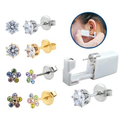 China Cute CZ Surgical Steel Crown Stud Disposable Ear Unit Safe Sterile Piercing Body Piercing Easier Wholesale for sale