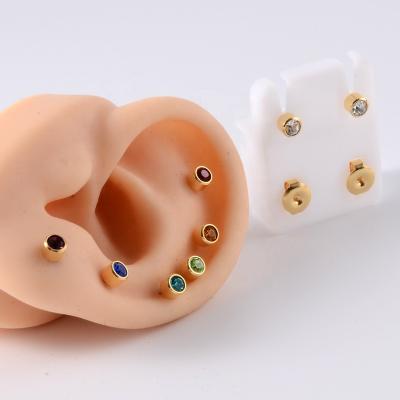 China CLASSIC Surgical Steel Birthstone Crystal Ear Stud No-Allergy Earring Sterilized Ear Studs Piercing Jewelry Use In Ear Piercing Gun for sale