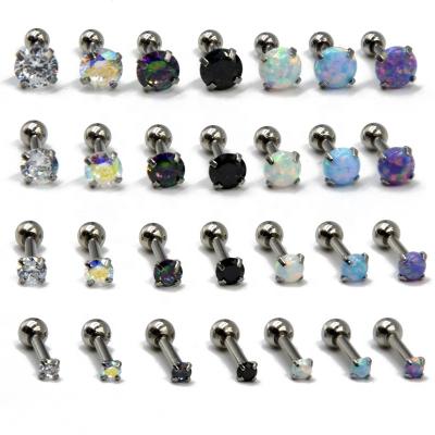 China Wholesale Piercing Jewelry Opal Ear Studs Ring Body Earring 16G Surgical Steel Zircon Tragus Earring Cartilage Earring Jewelry Star FASHION for sale