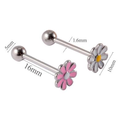 China Daisy Rose Tongue Barbell Surgical Steel Body Piercing Jewelry Romantic Romantic Daisy Tongue Rings Sexy Woman for sale