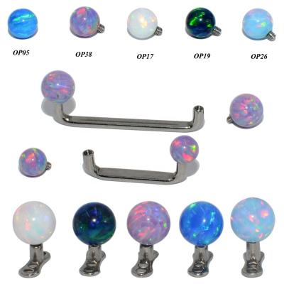 China 1.2mm Wire Opal Balls Suit 14G Skin Diver Titanium Surface Barbell G23 Dermal Body Piercing Jewelry-Romantic Retainers IT for sale