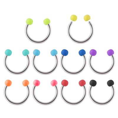 China FASHIONABLE Stainless Steel Horseshoe Rubber Acrylic Balls Nose Septum Rings Lip Piercing Jewelry Cartilage Helix Tragus Earring Wholesale for sale