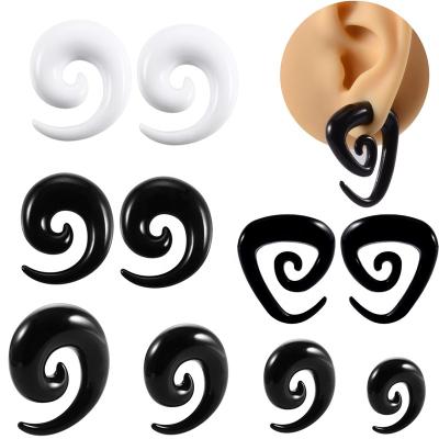 China CLASSIC 1.6mm-10mm White Black Triangle Ear Expander Plugs Acrylic Spiral Piercing Body Jewelry Ear Stretcher Kit for sale