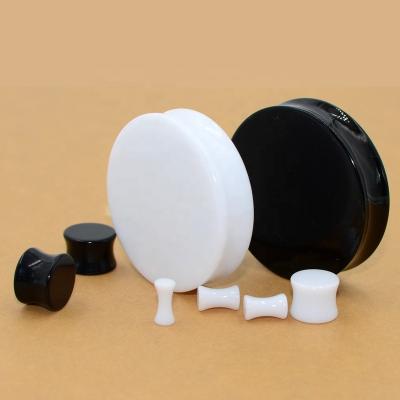 China CLASSIC 3mm-50mm Large Size Saddle Ear Expander Solid Acrylic Plugs Black And White Ear Piercing Body Jewelry Gauge for sale