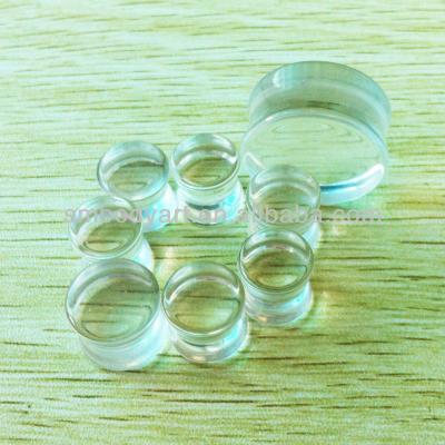 China All Kinds Of Delicate Style Waiting For You Organic Transparent Crystal Stone Ear Plugs Saddle Expander Measuring Earring Body Piercing Jewelry AMEK0190-S30 for sale