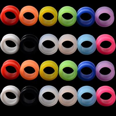 China 110pcs/Set CLASSIC Mixed 3mm-20mm Silicone Flexible Double Flared Hollow Ear Tunnel Plugs Gauge Expander Blue Red Orange Wholesale for sale