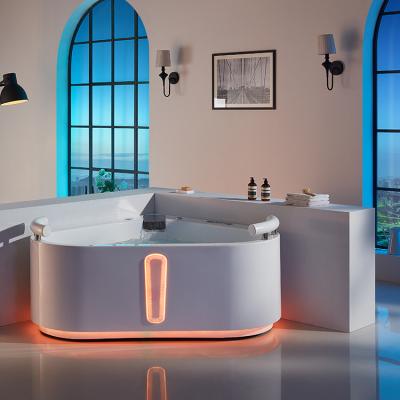 China Double Ended Whirlpool White Bolande Freestanding Bathtub 1400 Mm Whirlpool Freestanding Massage Corner 3D Acrylic Model Modern Hotel for sale