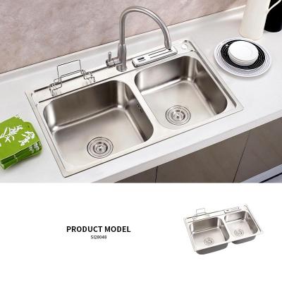 China Without Faucet SanitaryWare Double Sink 304 Grade Stainless Steel Undermount Kitchen Sink for sale