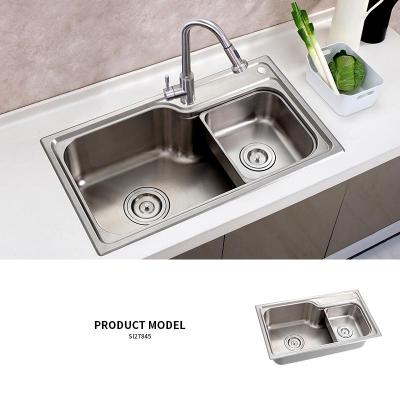 China Without Faucet Large Bowl Sink Price Grade 304 Stainless Steel Undermount Single Kitchen Sink for sale