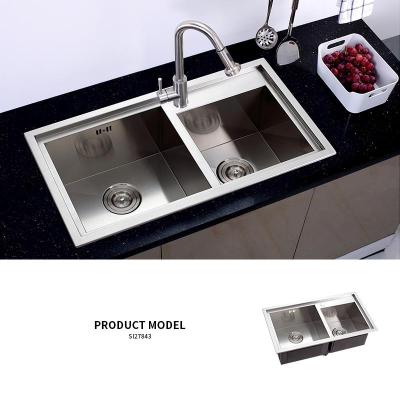 China Without Double Bowl Faucet Square Matt Finish Handmade Sink 304 Grade Stainless Steel Kitchen Sink for sale