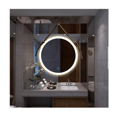 China Round Frame Demister Feature Bathroom Led Mirror Bright Black Color Smart Aluminum Illuminated 3D Model Design Hotel Graphic Design for sale