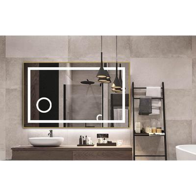 China Illuminated 24x32 Inch Bathmirrors Custom Wall Mounted Harmony Illuminated Rectangular Aluminum Framed Bathroom Makeup Mirror for sale